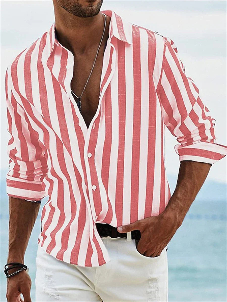CAMISA DE HOMBRE A RAYAS ESTILO PLAYA