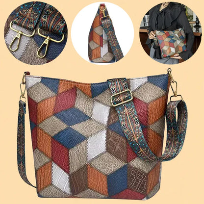 Bolso de mano de piel con mosaico