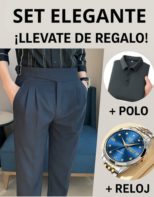 SET ELEGANTE™ PANTALON + POLO + RELOJ DE REGALO 🎁